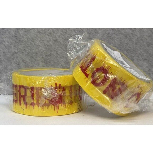 Lot of 2 Rolls Halloween Bloody Do Not Enter Decor Yellow Caution Tape - Picture 9 of 12